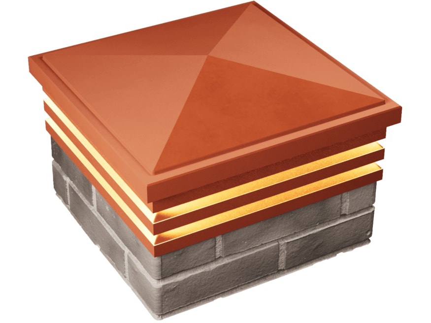 Колпак на столб забора ZKING Bona 385x385 с посадкой на 1,5 кирпича с LED подсветкой, красный - фото 4