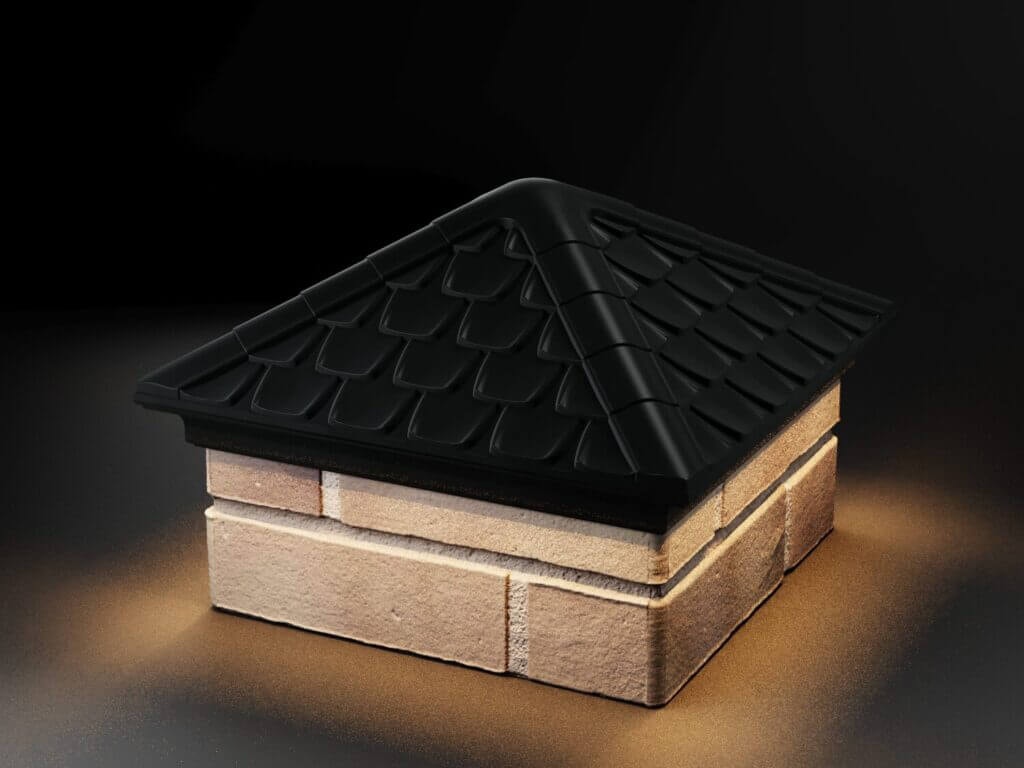 Колпак на столб забора ZKING Elbrus 385x385 с посадкой на 1,5 кирпича с LED подсветкой, черный - фото 2