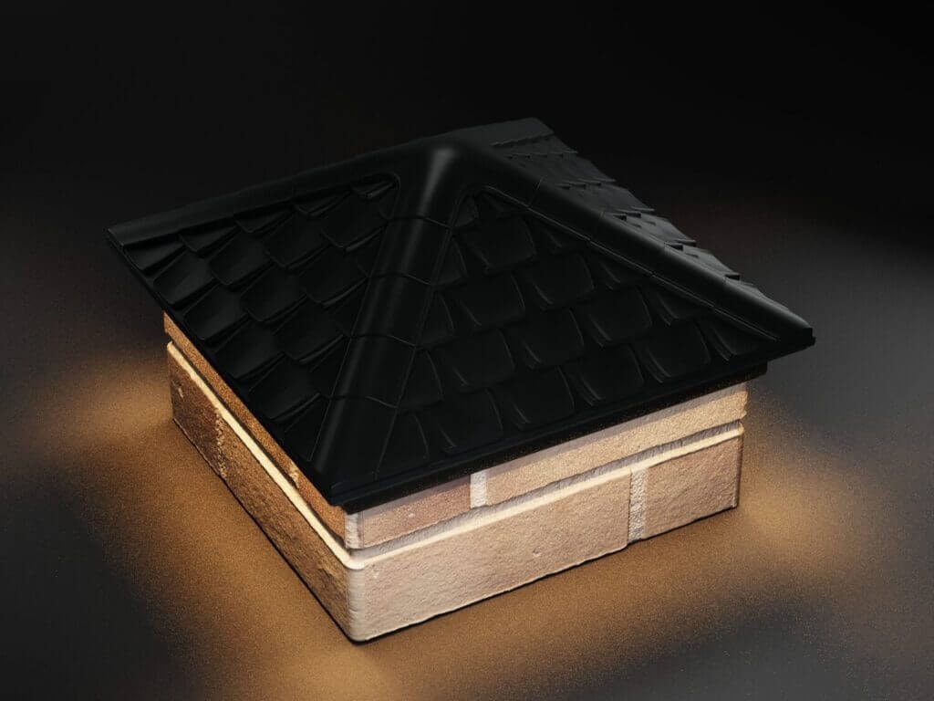 Колпак на столб забора ZKING Elbrus 385x385 с посадкой на 1,5 кирпича с LED подсветкой, черный - фото 4