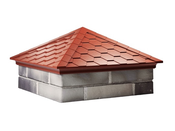 Колпак на столб забора ZKING Everest 535x535 с посадкой на 2 кирпича, красный - фото 1