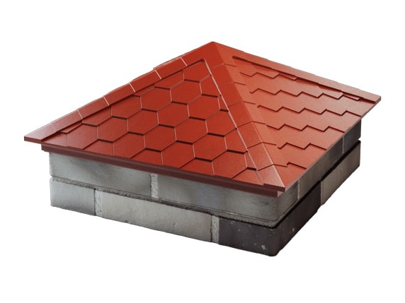 Колпак на столб забора ZKING Everest 535x535 с посадкой на 2 кирпича, красный - фото 2