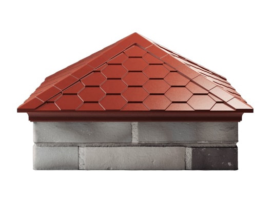 Колпак на столб забора ZKING Everest 535x535 с посадкой на 2 кирпича, красный - фото 3
