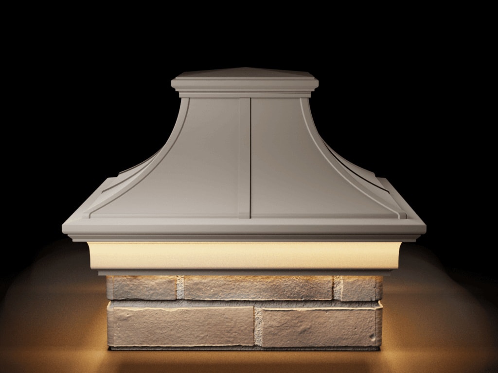 Колпак на столб забора ZKING Monblan Premium 385x385 с посадкой на 1,5 кирпича с LED подсветкой, бежевый - фото 3