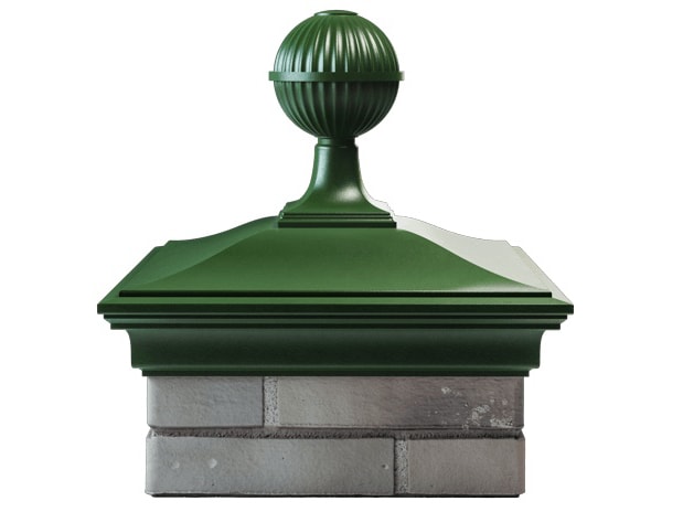 Колпак на столб забора ZKING Monblan 385x385 с посадкой на 1,5 кирпича с шаром, зеленый - фото 3